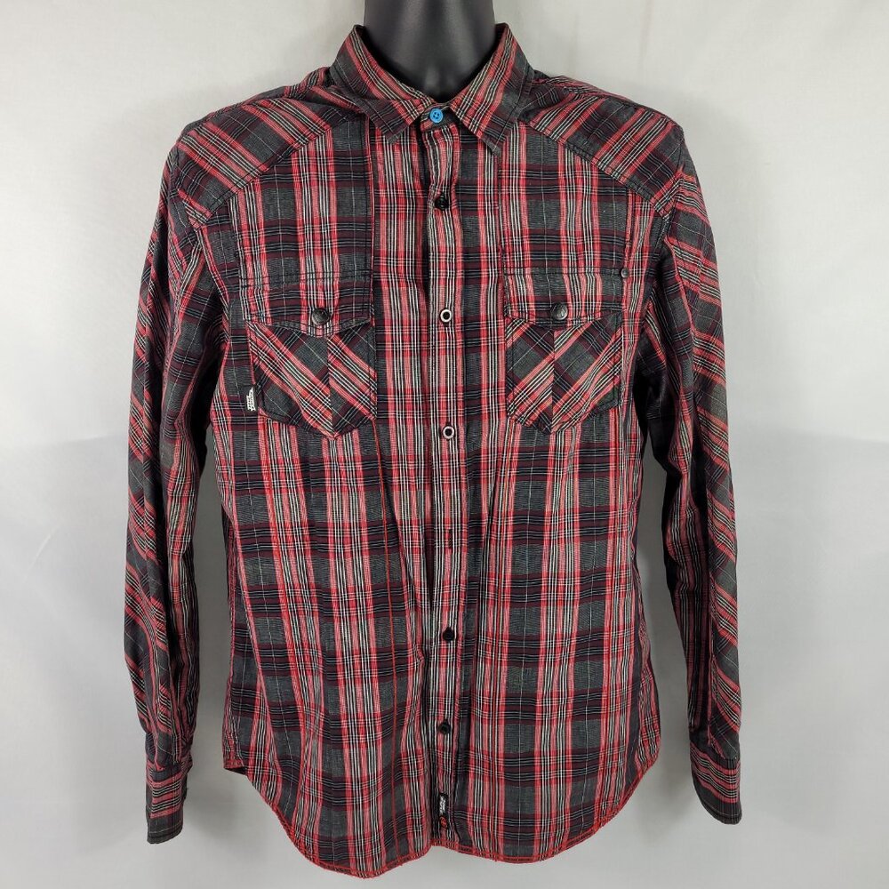 No Fear Vintage Button-Up Long Sleeve Plaid Shirt Men's size Medium